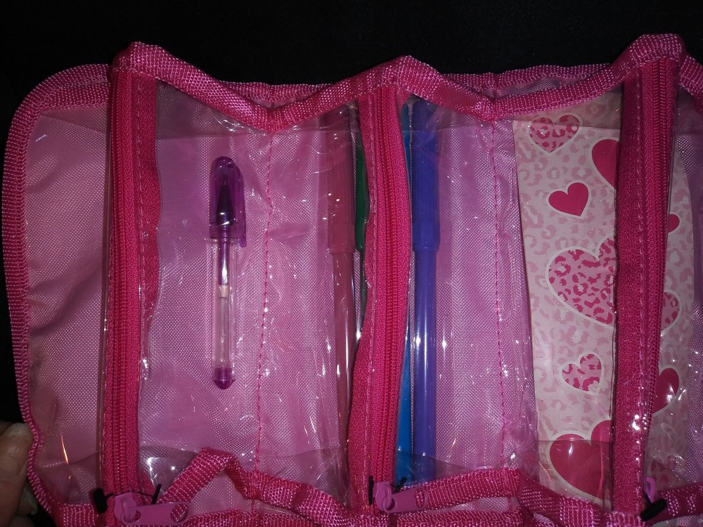 Stationery Roll Up Case Pink Leopard