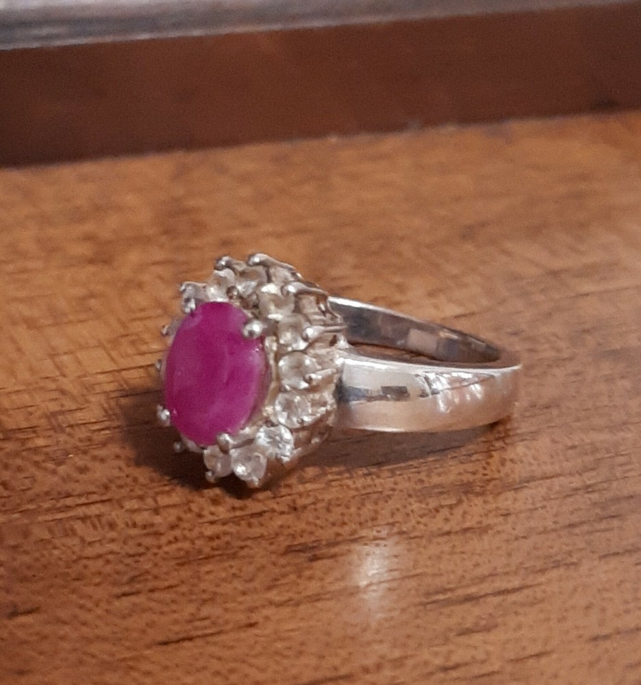 925 Women's Ruby SILVER RING SOLITAIRE SEAL