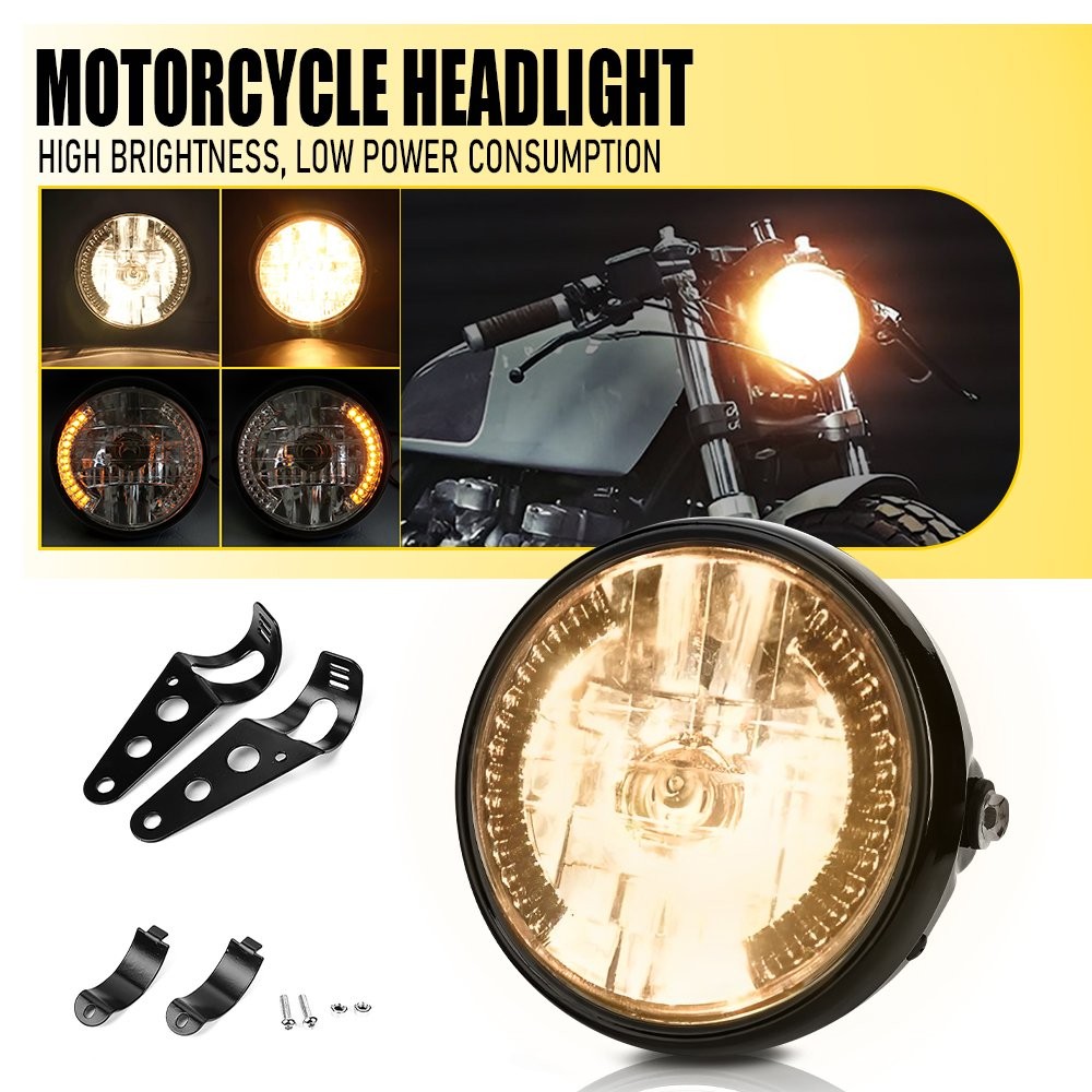 7 inch LED Motorcycle Headlight Round With Mounting Bracket Universal Black EOU