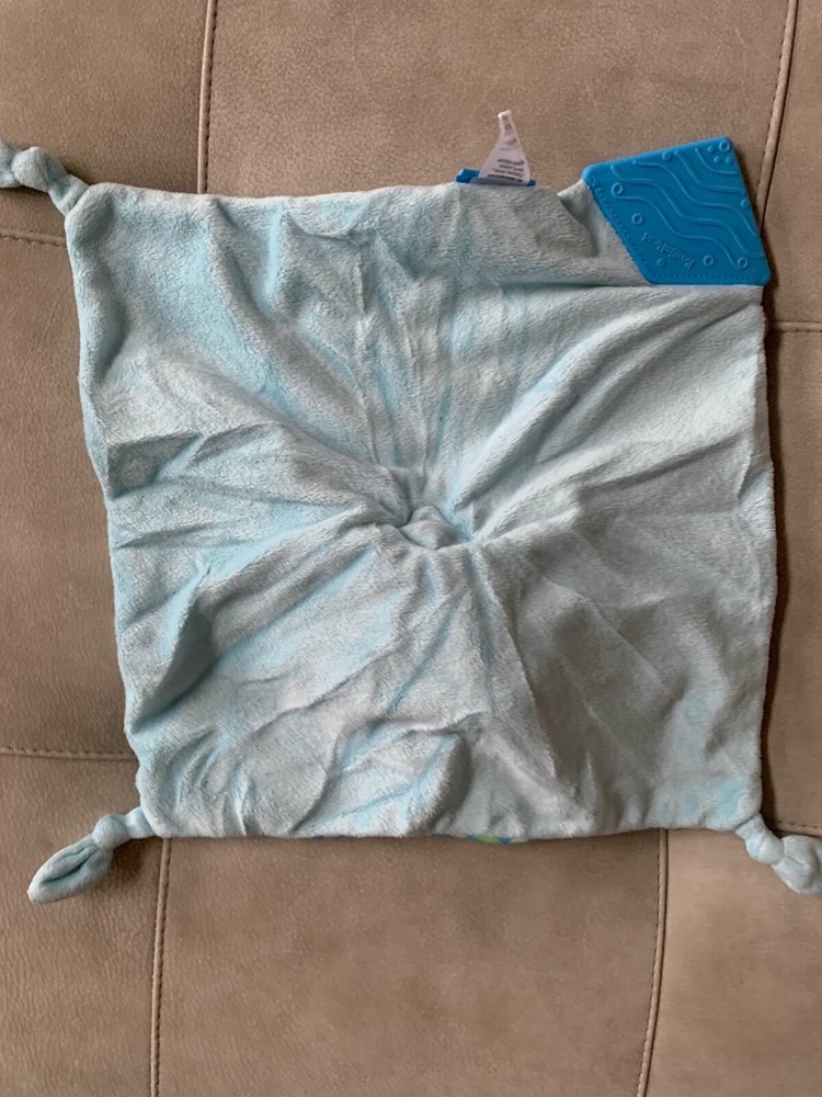 Booginhead Baby Elephant Teether Security Blanket Lovey Blue Green EUC