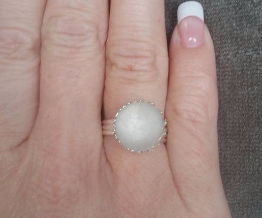 Deep Melon or White Seaglass - adjustable rings