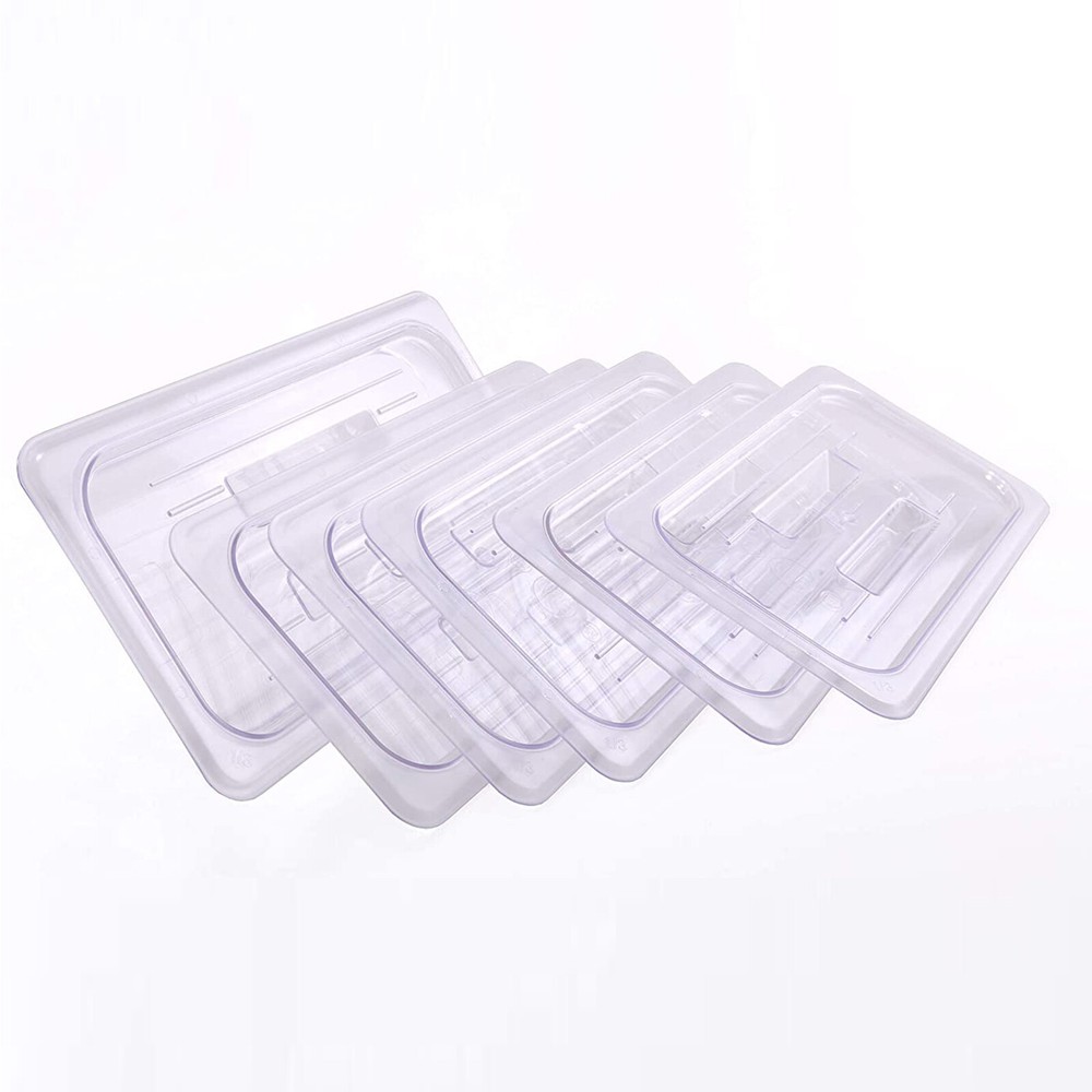 Hakka 6 Pack 1/3 Size Polycarbonate Food Storage Pans Lid Clear Container Covers