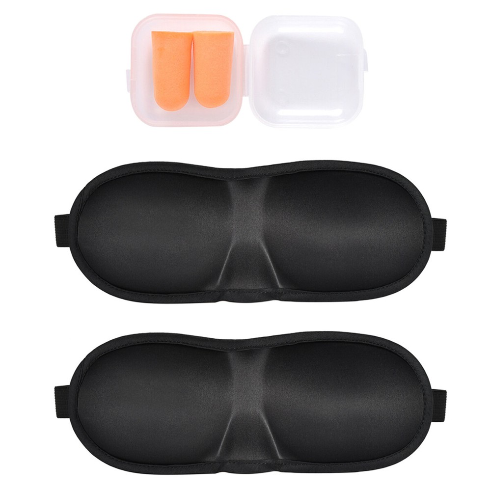 2pcs 3D Sleep Eye Mask Blindfold Soft Light Blocking Sleeping Masks with Earplug