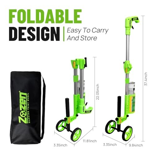 Foldable Marking Paint Wand, 2-Wheel/Line Widths Adjustable/with Bag,