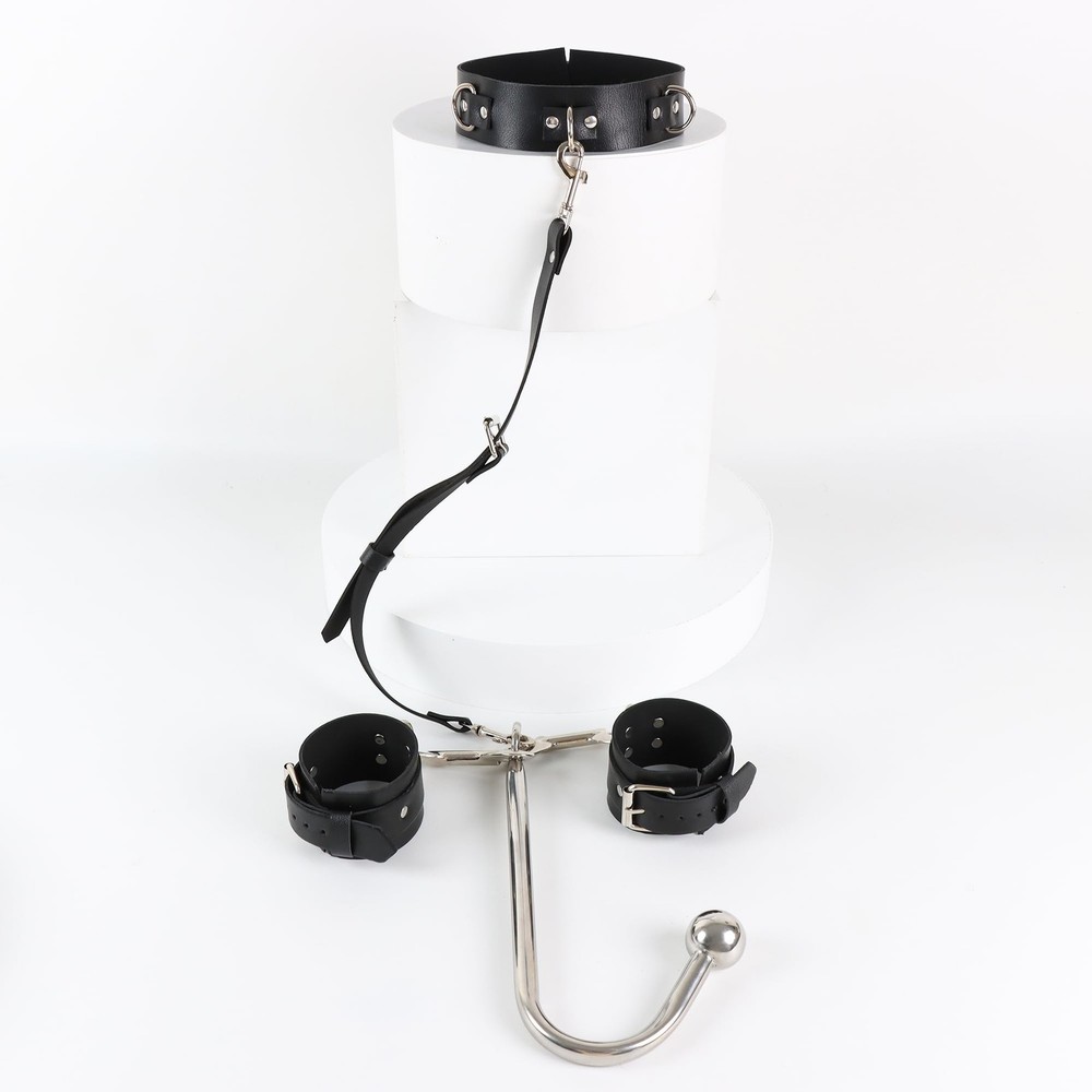 Complete BDSM Starter Kit with Anal Hook, Adjustable Neck Wrist Restraints H...