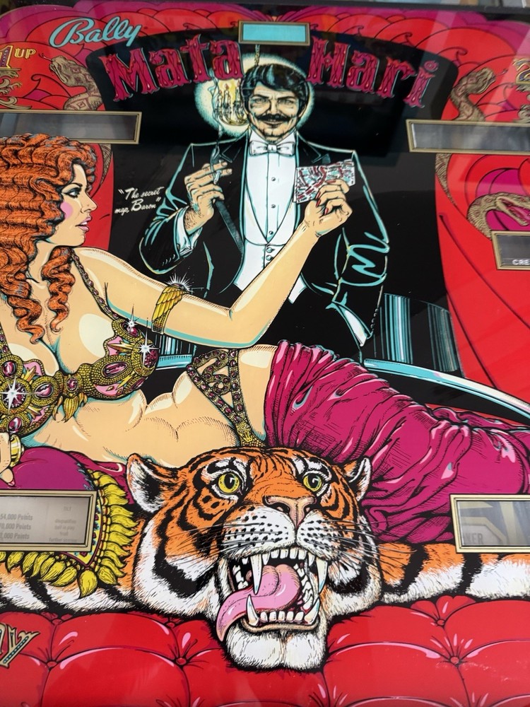 Bally Mata Hari Pinball Machine Back Glass ORIGINAL