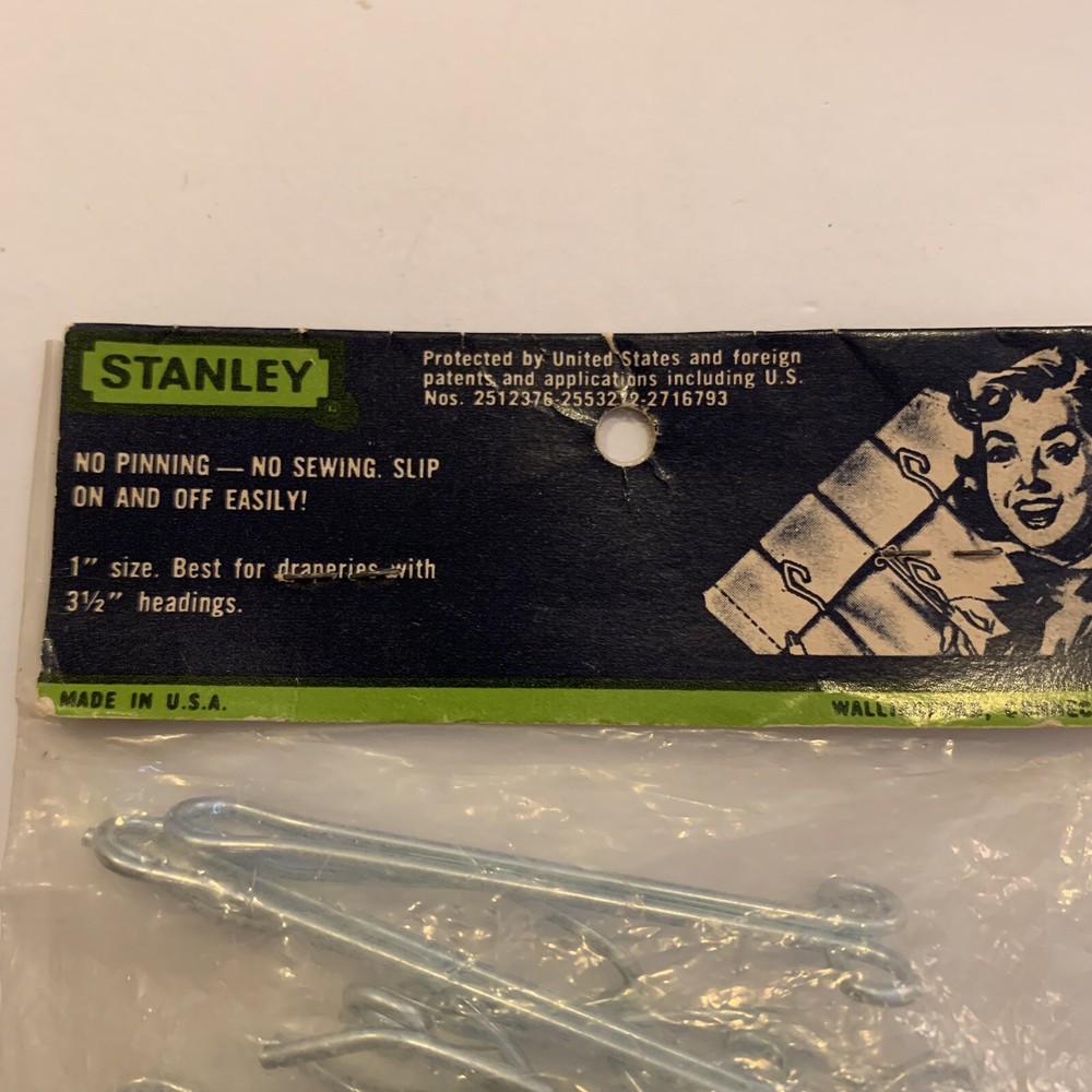 Vintage Drapery Slip On Hooks 1” Stanley Empire 14 Pc E23