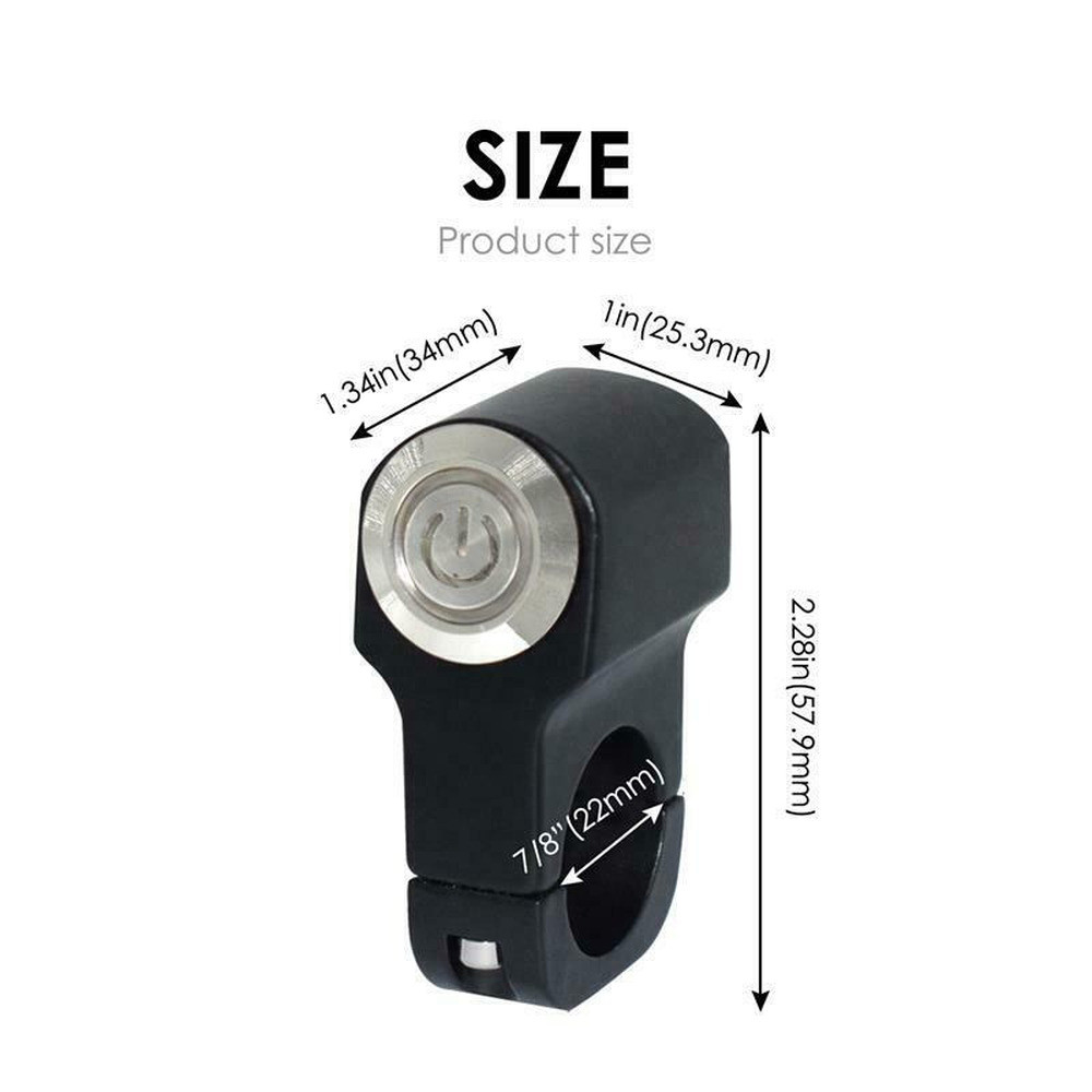 22mm LED Motorcycle Handlebar Switches Headlight Fog Light ON OFF Switch Button