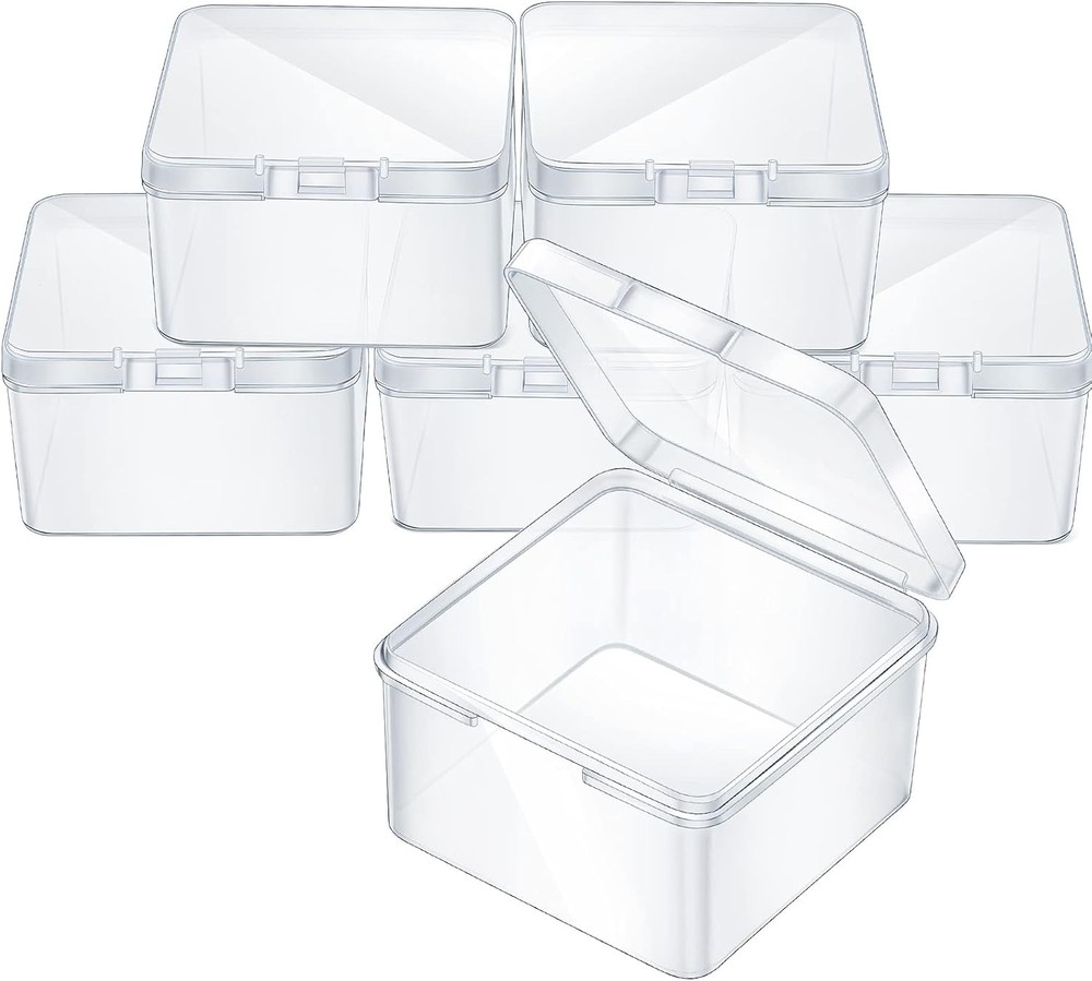 6 Pieces Mini Plastic Clear Beads Storage Containers Box