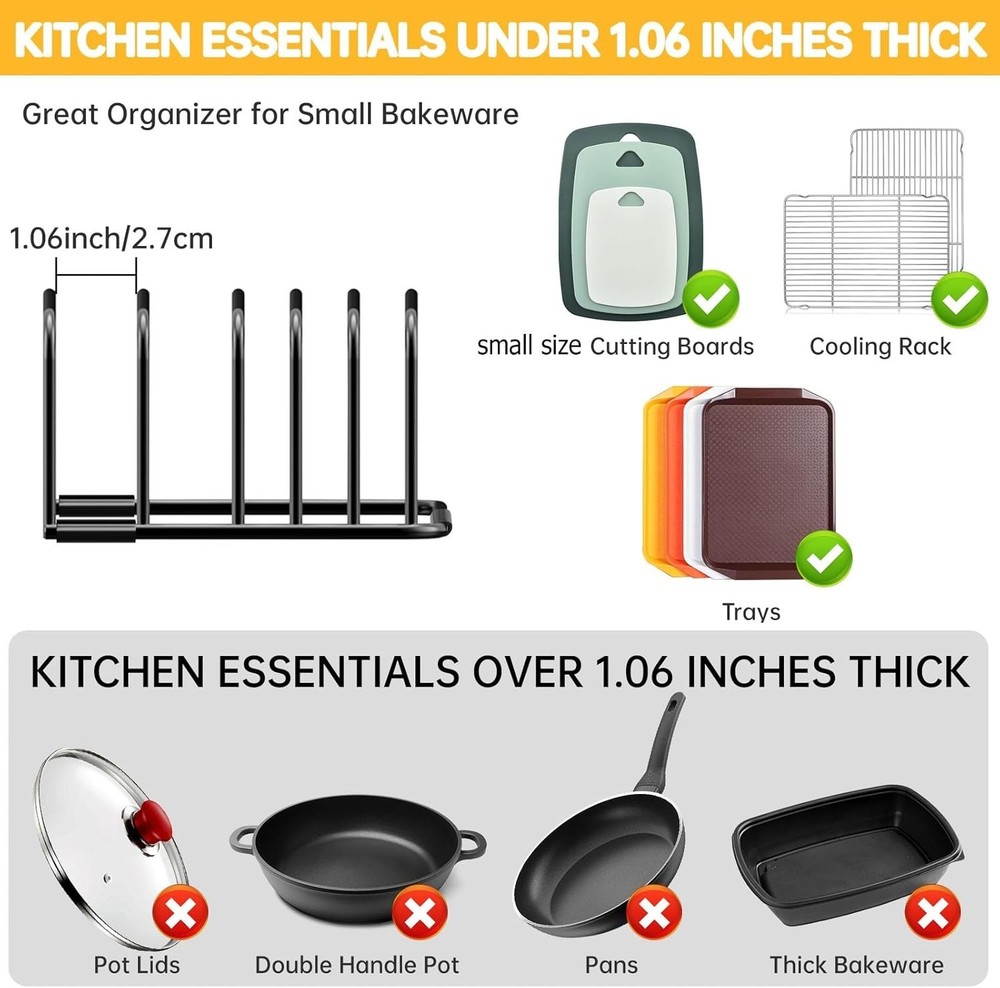 Kitchen Cutting Board Organizer Rack, 5-Slot Storage Holder for Boards, Bakeware