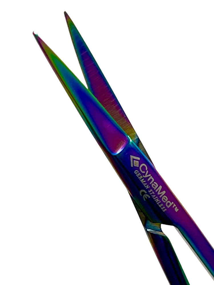 GERMAN IRIS MICRO SURGICAL SCISSORS STRAIIGHT TIP 4.5" MULTI RAINBOW TITANIUM