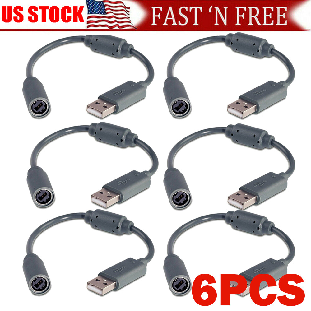 6x Dongle USB Breakaway Cable Cord Adapter For Xbox 360 PC Wired Controller Plug