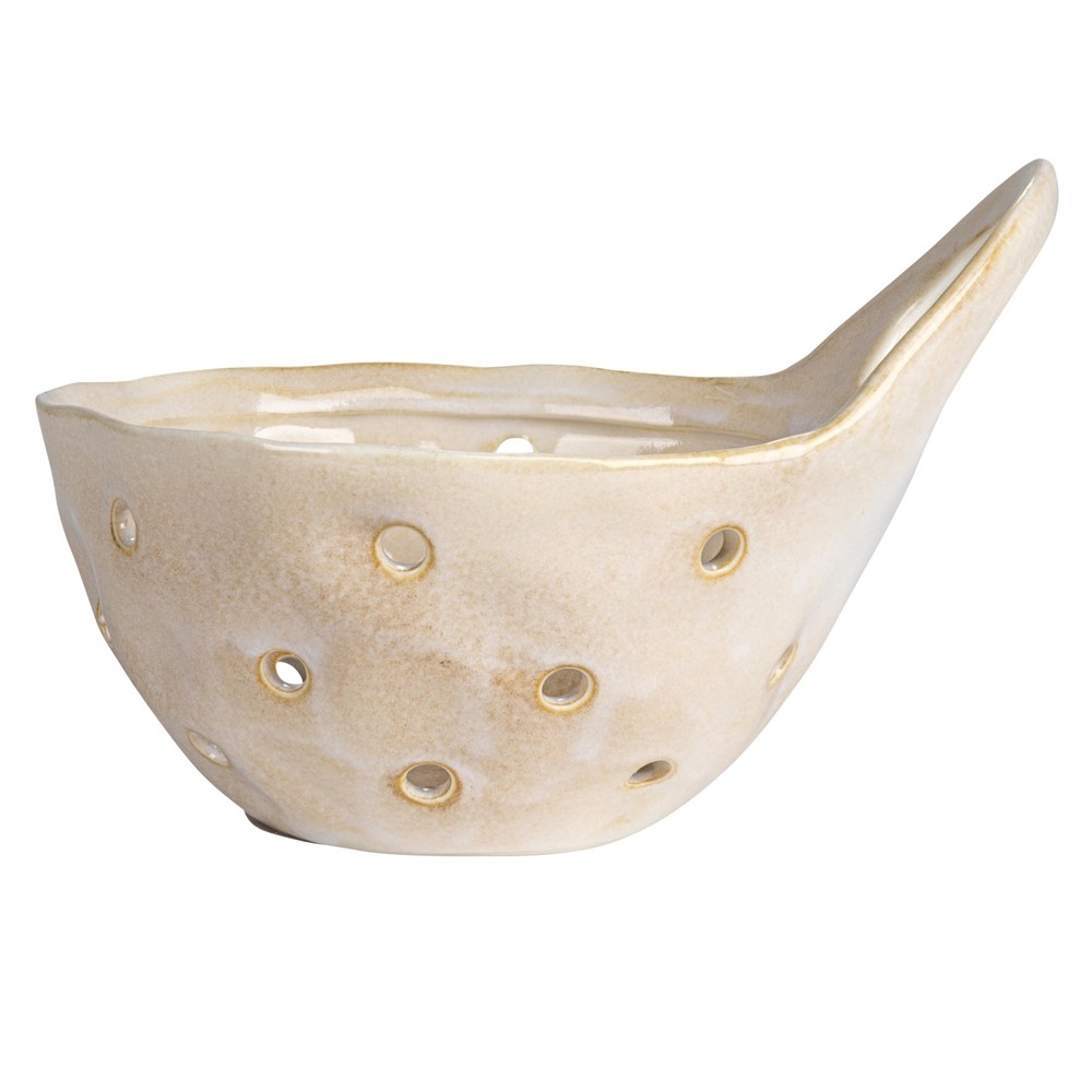 Set of 2 Cream Stoneware Colanders