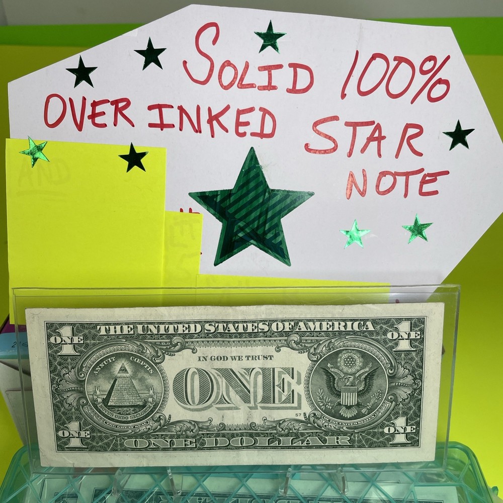 ERROR - SOLID OVER-INKED STAR ⭐️ Note $1 Nice Condition 💵Series 2017A F/W Print