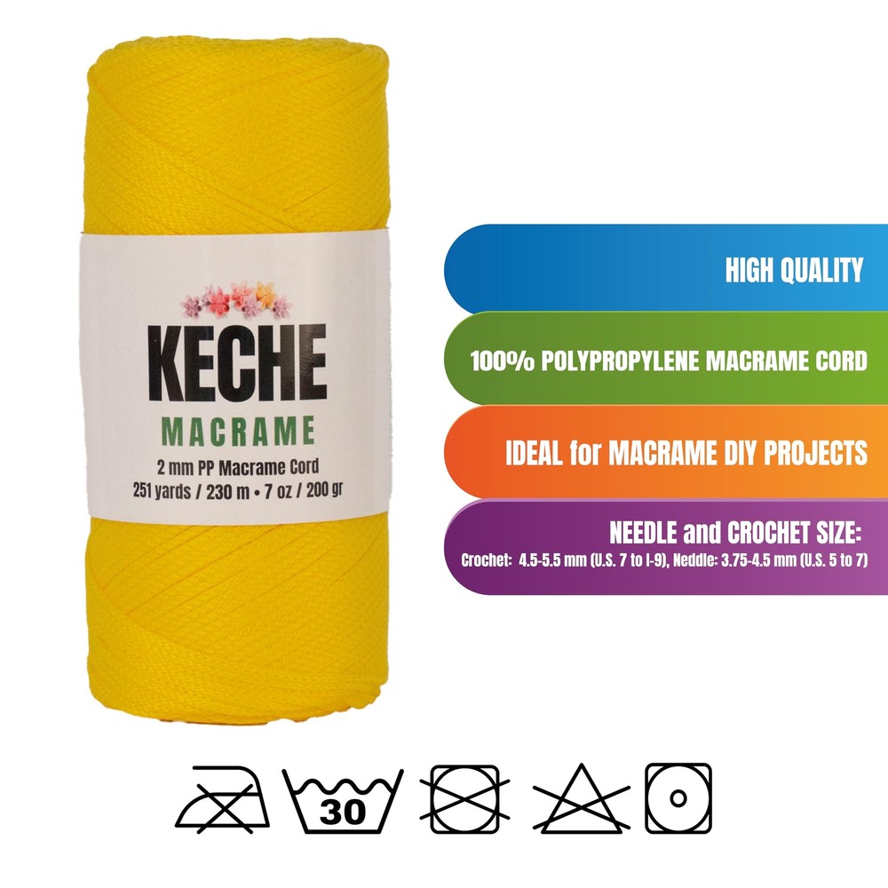 Macrame Cord | Macrame Supplies 2mm Polyester Macrame Rope Yarn for Table Run...