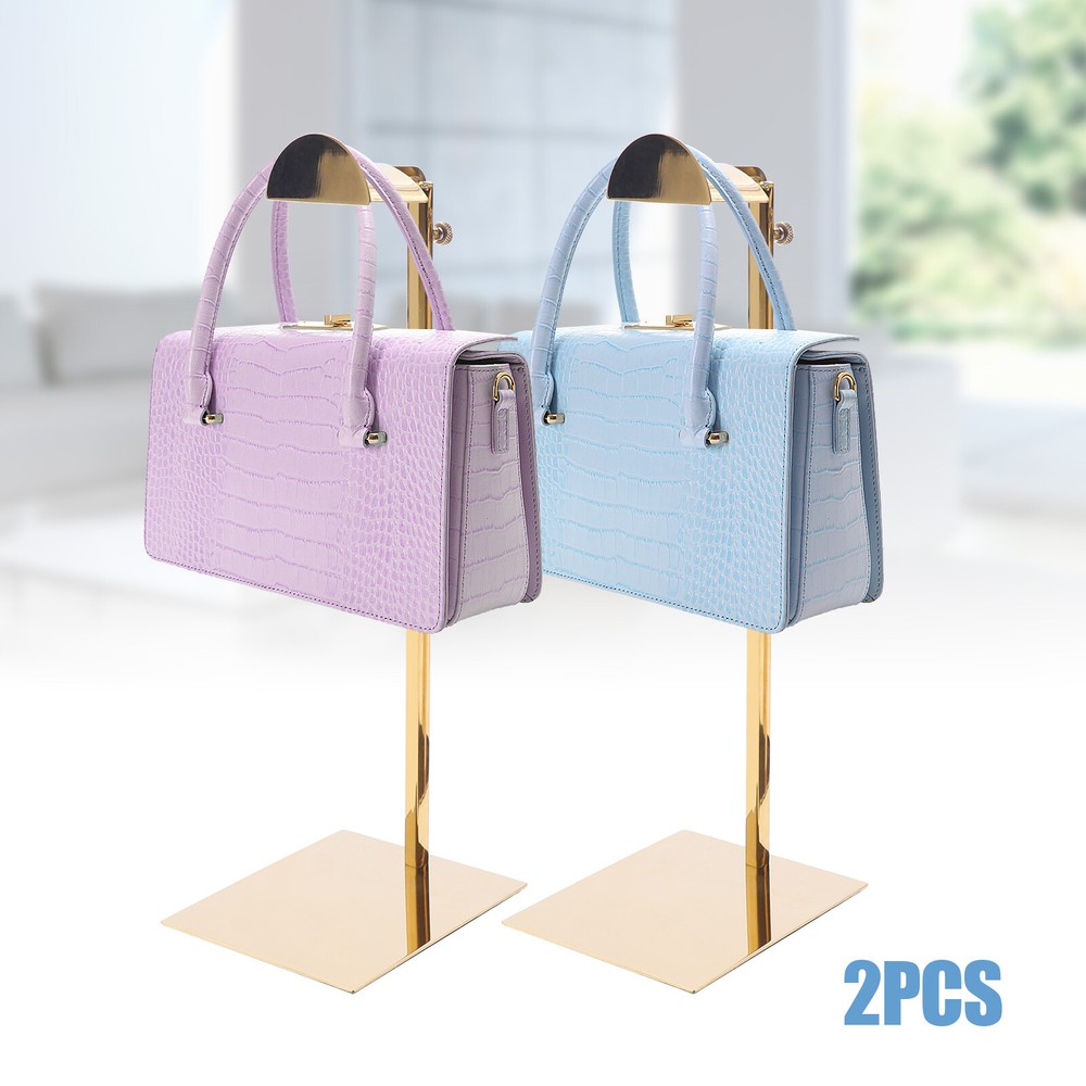 2 Pack Metal Handbag Display Rack with Adjustable Height and Sturdy Base