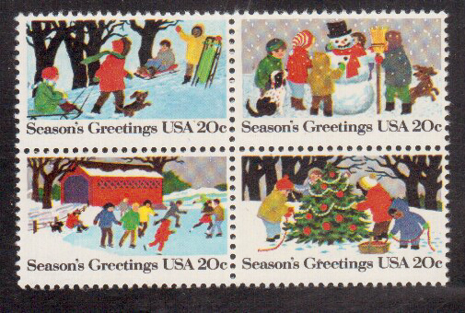 Scott # 2027/30...20 Cent...Season's Greetings...Block of 4