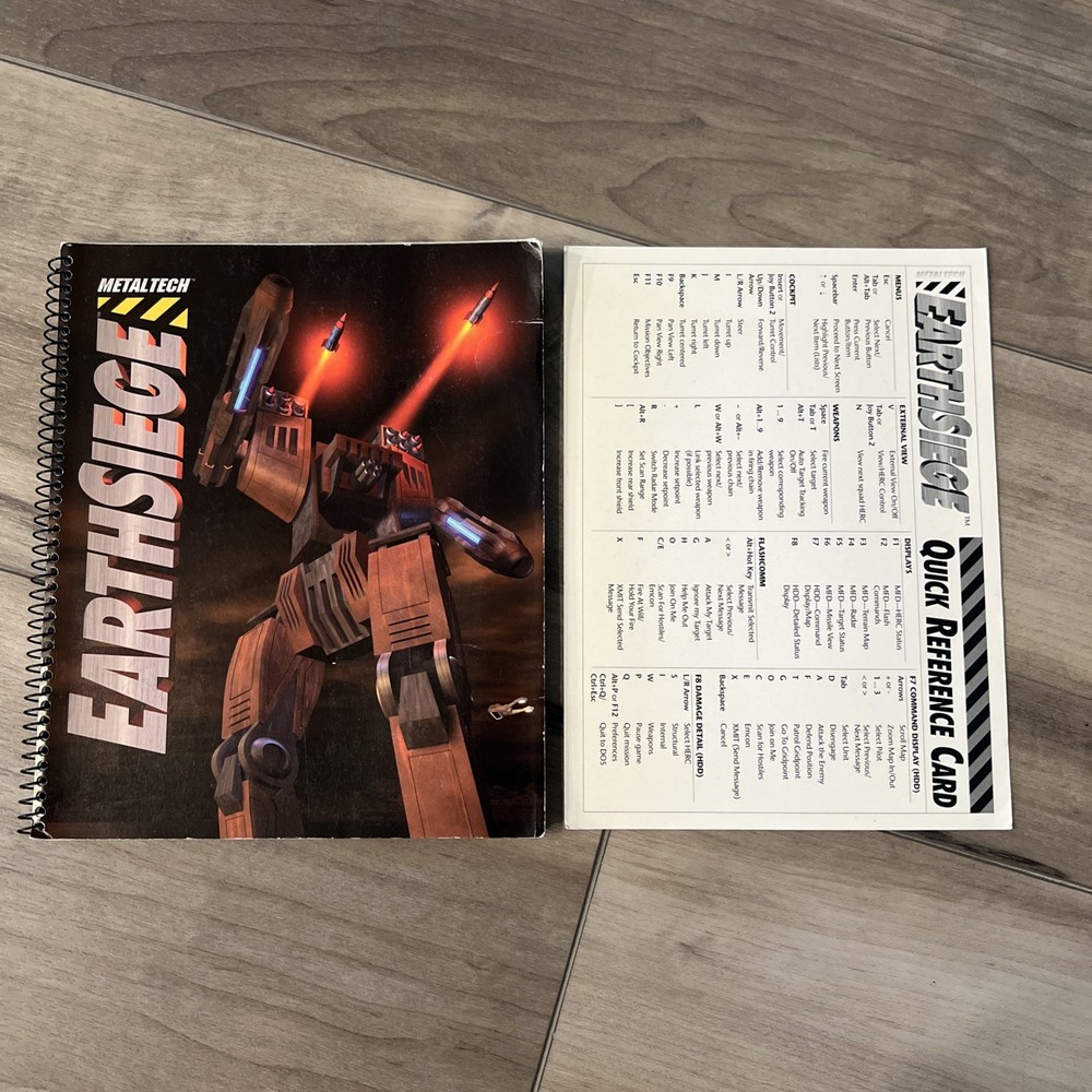 EARTHSIEGE COMPUTER GAME DYNAMIX SIERRA 1994 Manual / Tutorial + Ref Card Only
