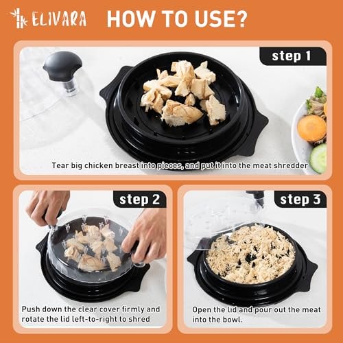 Chicken Shredder Tool - Large Twist Design with Brush & Fork, Visible Meat