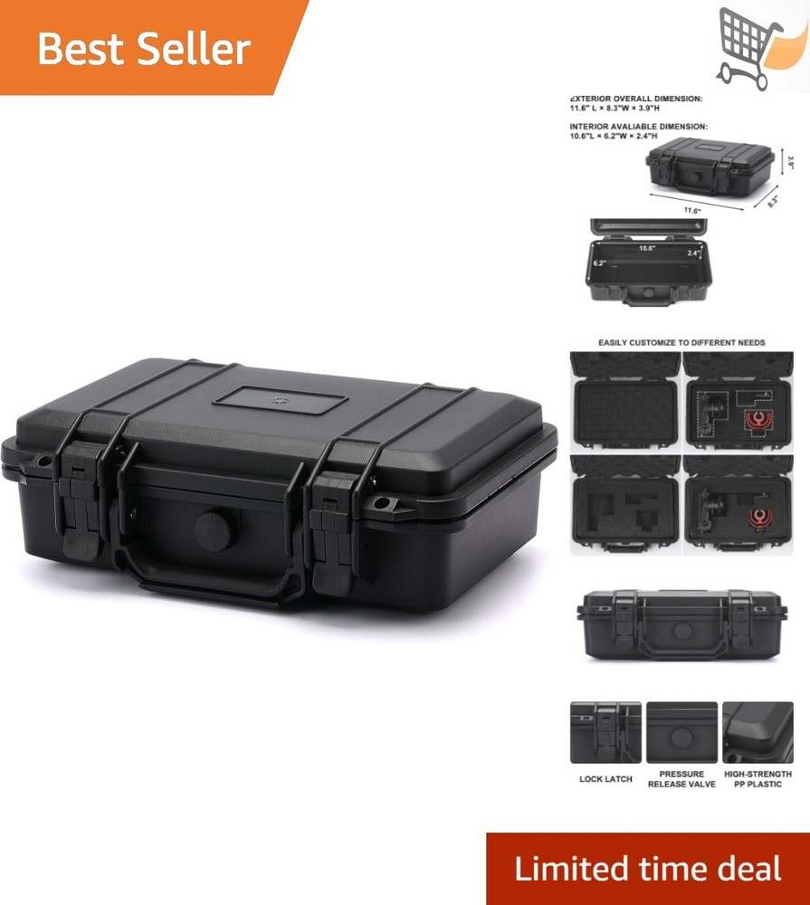 Waterproof Hard Case with Foam Insert Shockproof Tool Storage Box