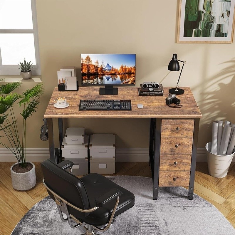 Compact Computer Desk Sturdy Reversible Design Easy Assembly Home Office New