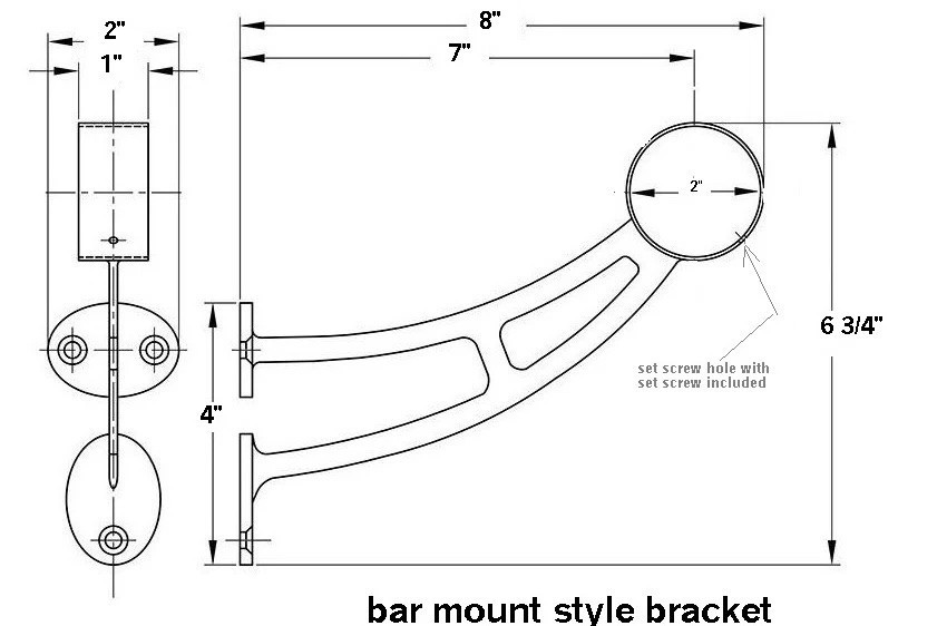 2" brass foot rail bracket
