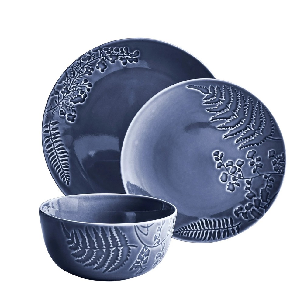 Ellie Blue Stoneware 12 Piece Dinnerware Se