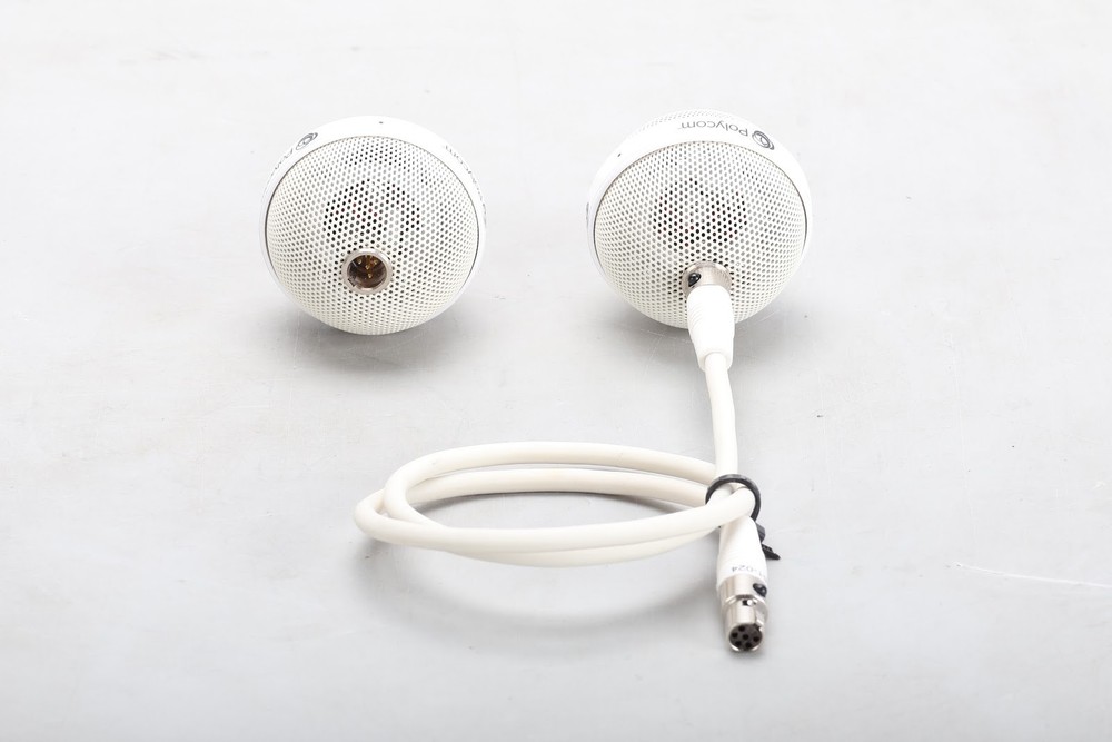 Polycom Ceiling Microphone (White) With Cable Lot of 2