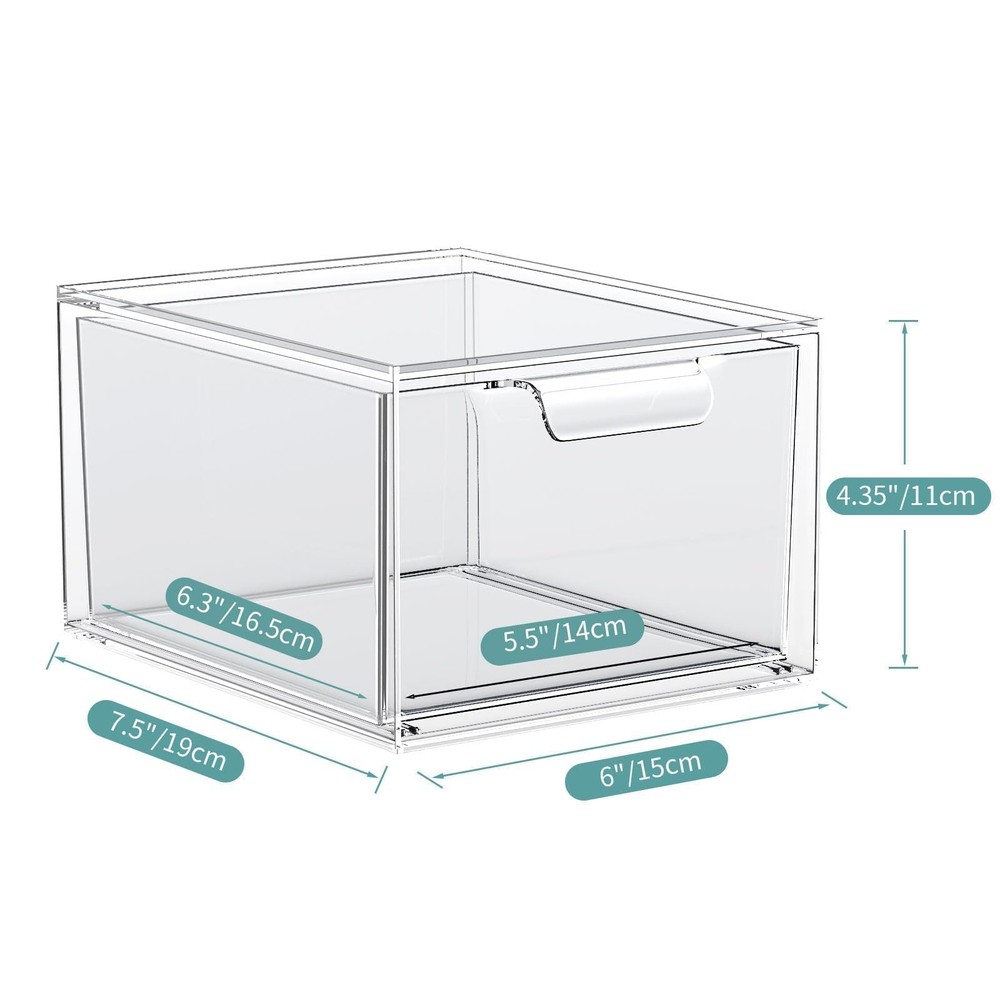 SpaceHacks 2 Pack Stackable Makeup Organizer and Storage, Acrylic Organizers，...