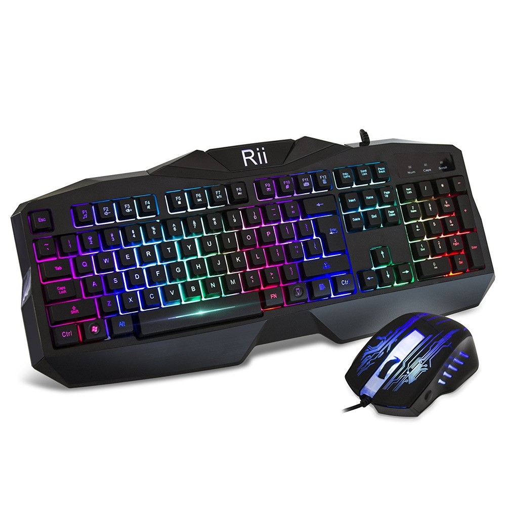 Rii RM400 Gaming Keyboard & Mouse Combo Bundle 7-Colors Backlit LED for Mac/PC