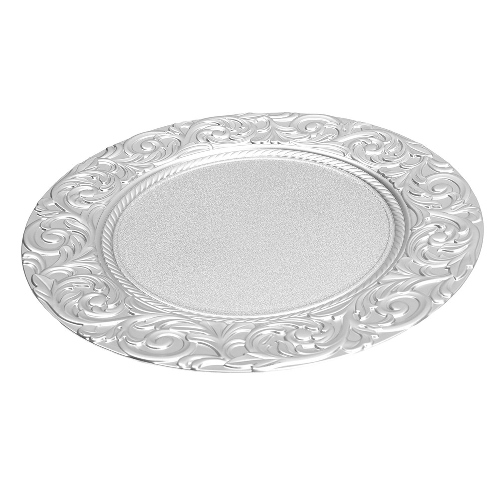 100pcs Charger Wedding Party Dinner Plates Elegant Design Table Decor Silver