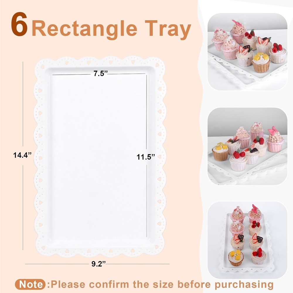 Cake Stand White Plastic Dessert Table Display Set 4 Pcs 3 Tired Cupcake