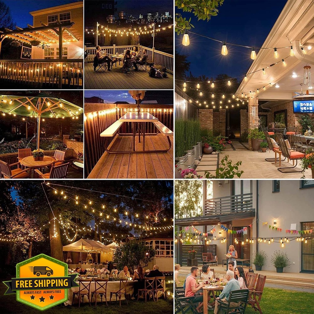 200FT LED Edison String Lights, Patio, 2200K, 104 Bulbs