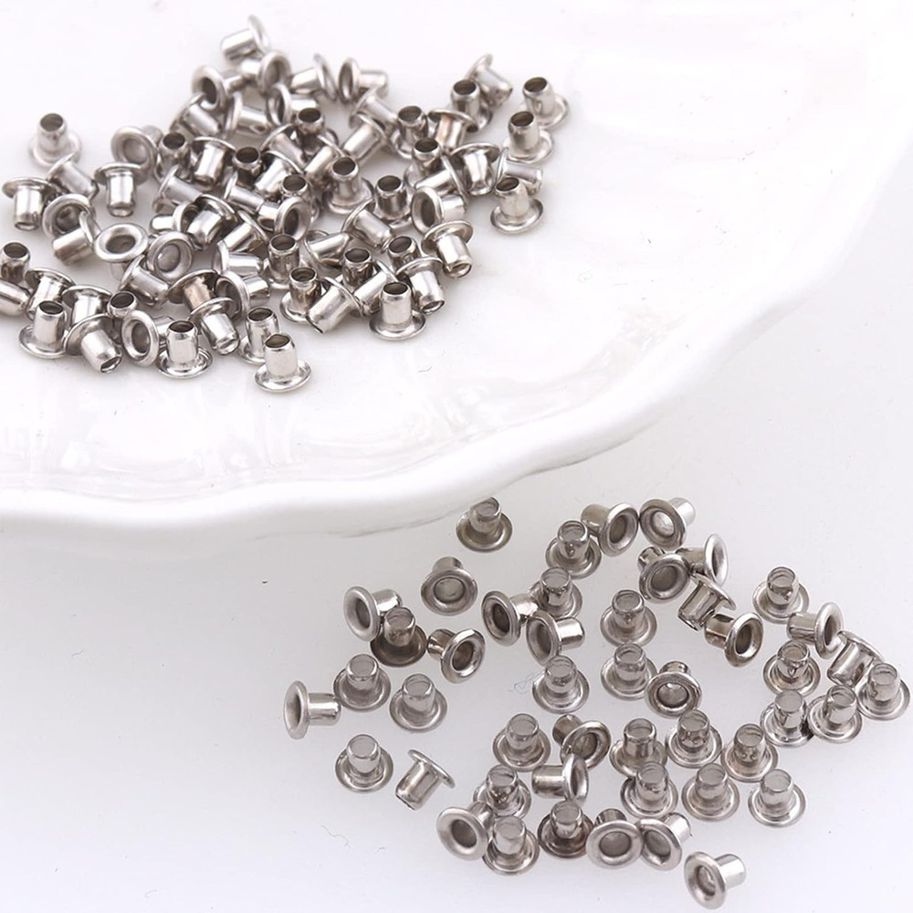 200Pcs 2MM Tiny Grommets Eyelets Self-Backing Eyelets for Beads Crafti