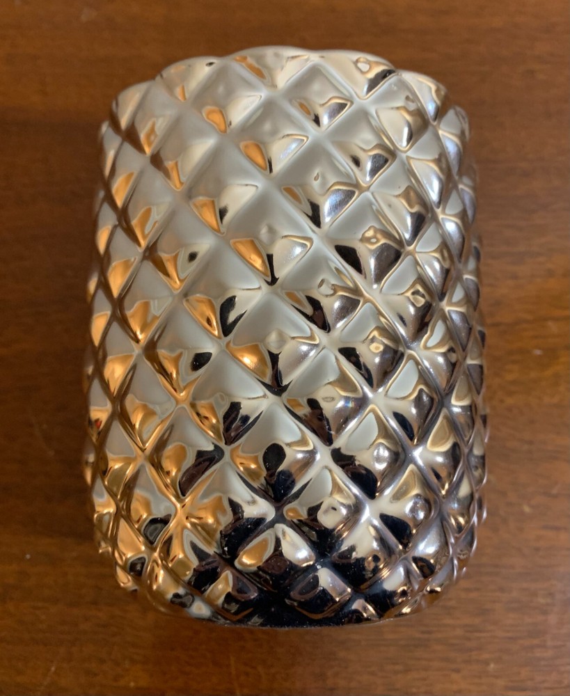 Ceramic Metallic Gold Pineapple Planter Geometric 5" MOD