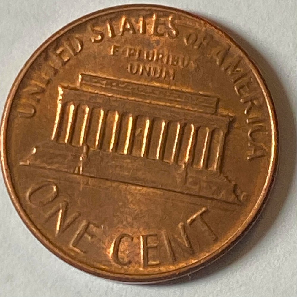 1978 D Penny - Reverse initials FG struck through grease.