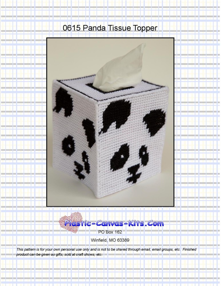 Panda Bear Tissue Topper-Plastic Canvas Pattern or Kit