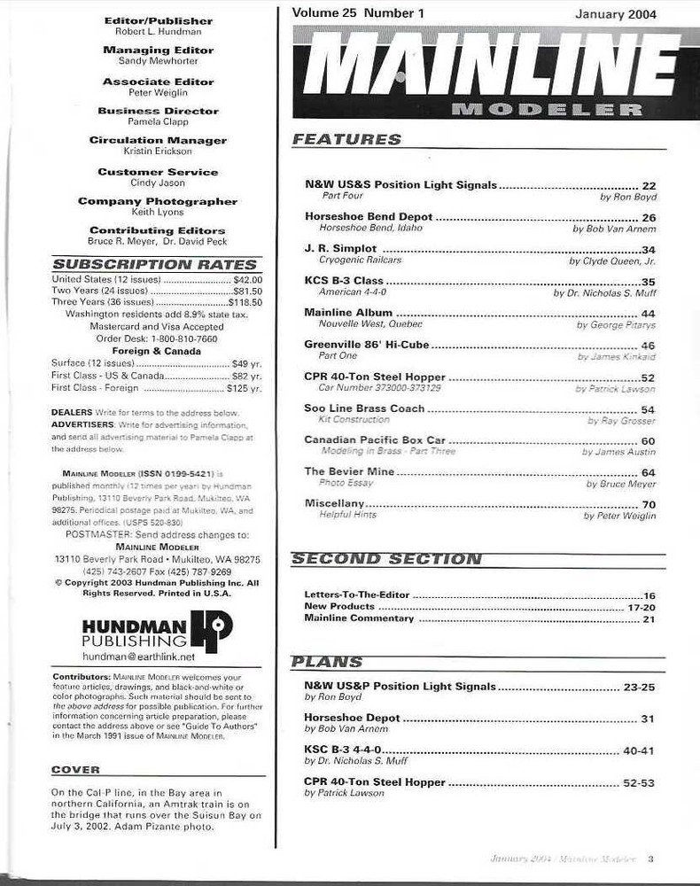 Mainline Modeler Jan 2004 N&W Horseshoe Depot Simplot KCS B-3 Soo Bevier Mine