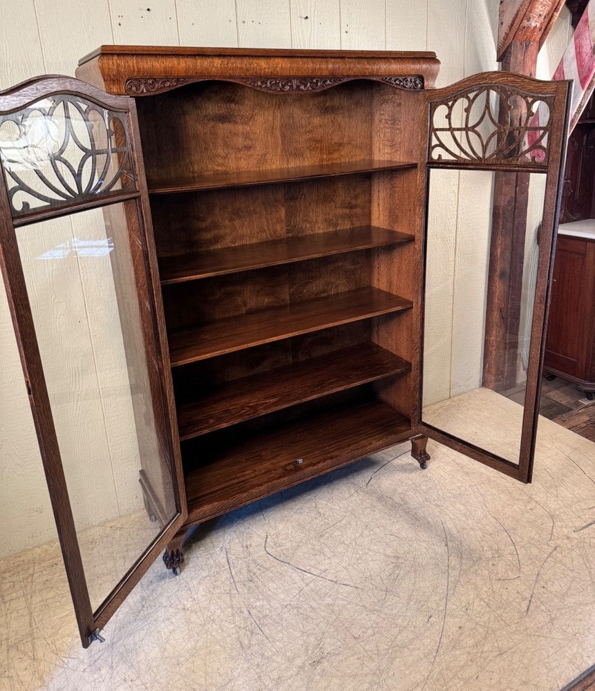 Antique Oak Two-Door Bookcase