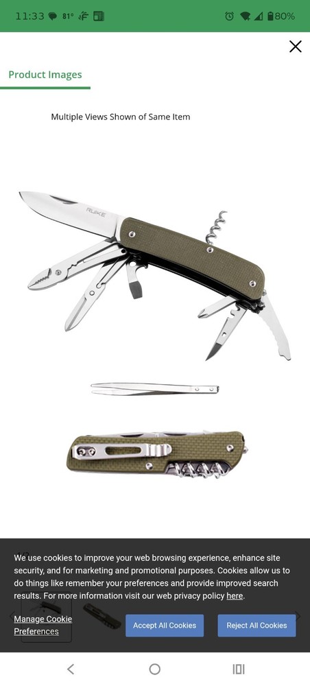 RUIKE M41-G Medium Folder Multi Tool  Sandvik Steel Blade G10 Steel Handle