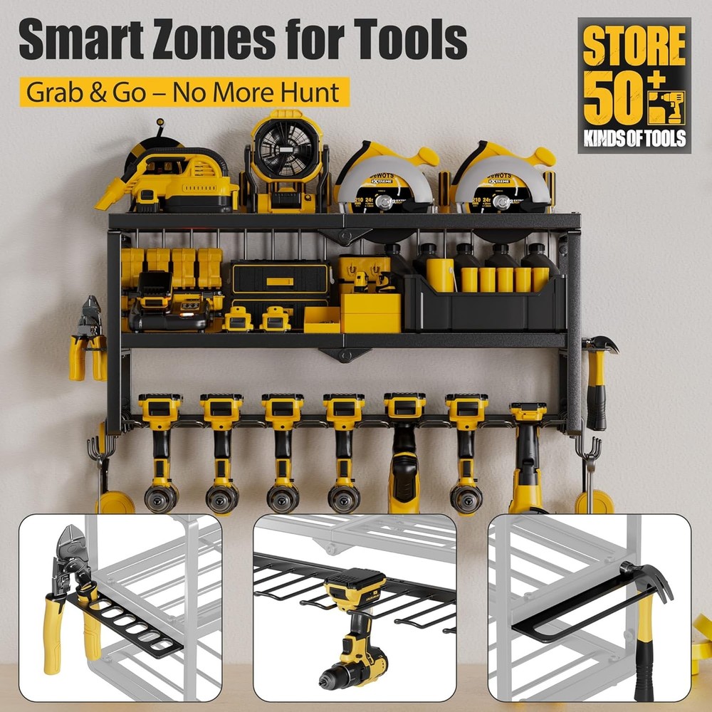 Power Tool Organizer 7 Drill Holder Tool Organizer Storage & Organization Garage