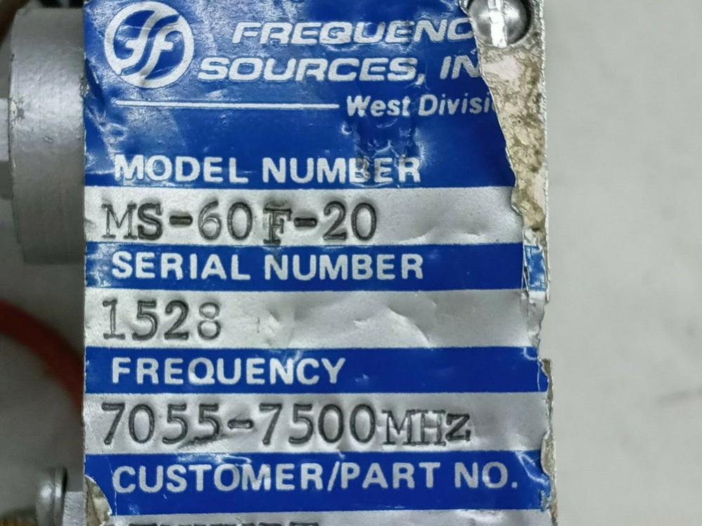 Frequency Sources Inc MODEL - MS-60F-20 FREQUENCY 7055-7500 MHz