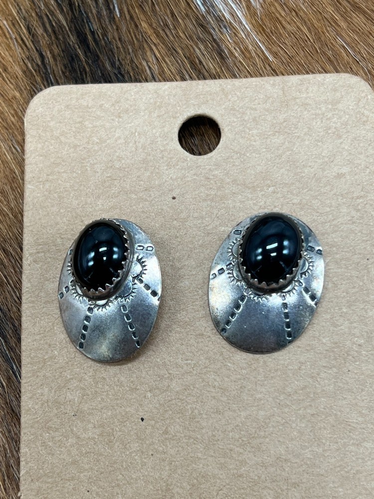 BLACK ONYX ~ POST ~ EARRINGS