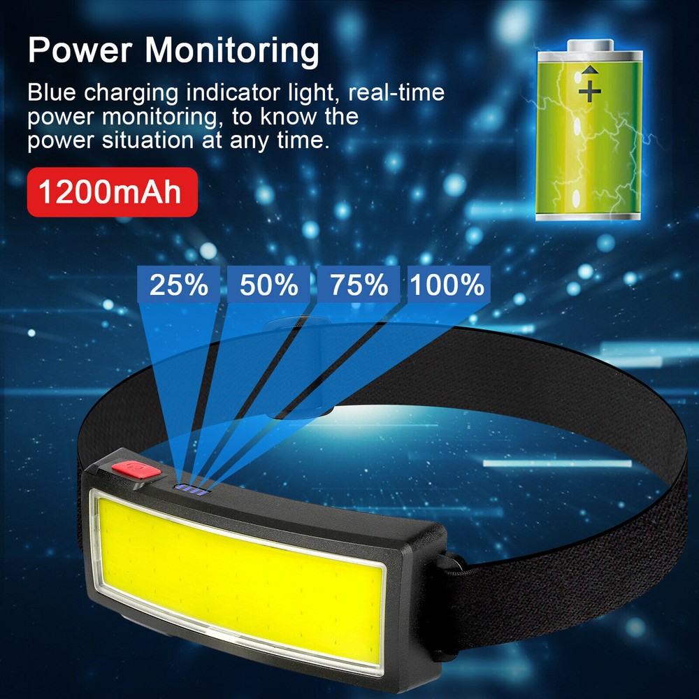 USB Rechargeable COB LED Headlamp Headlight Torch Work Light Camping Lamp