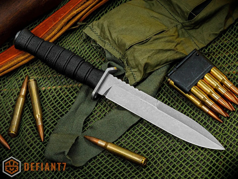 Defiant 7 Knife M320 3V Stonewashed Blade Injection Molded Handle Kydex Sheath