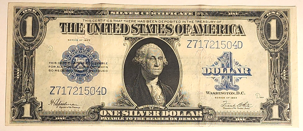 LOT of 2 SILVER CERTIFICATE SERIES 1923 CONSECUTIVE SEQUENTIAL LARGE ONE $ NOTES