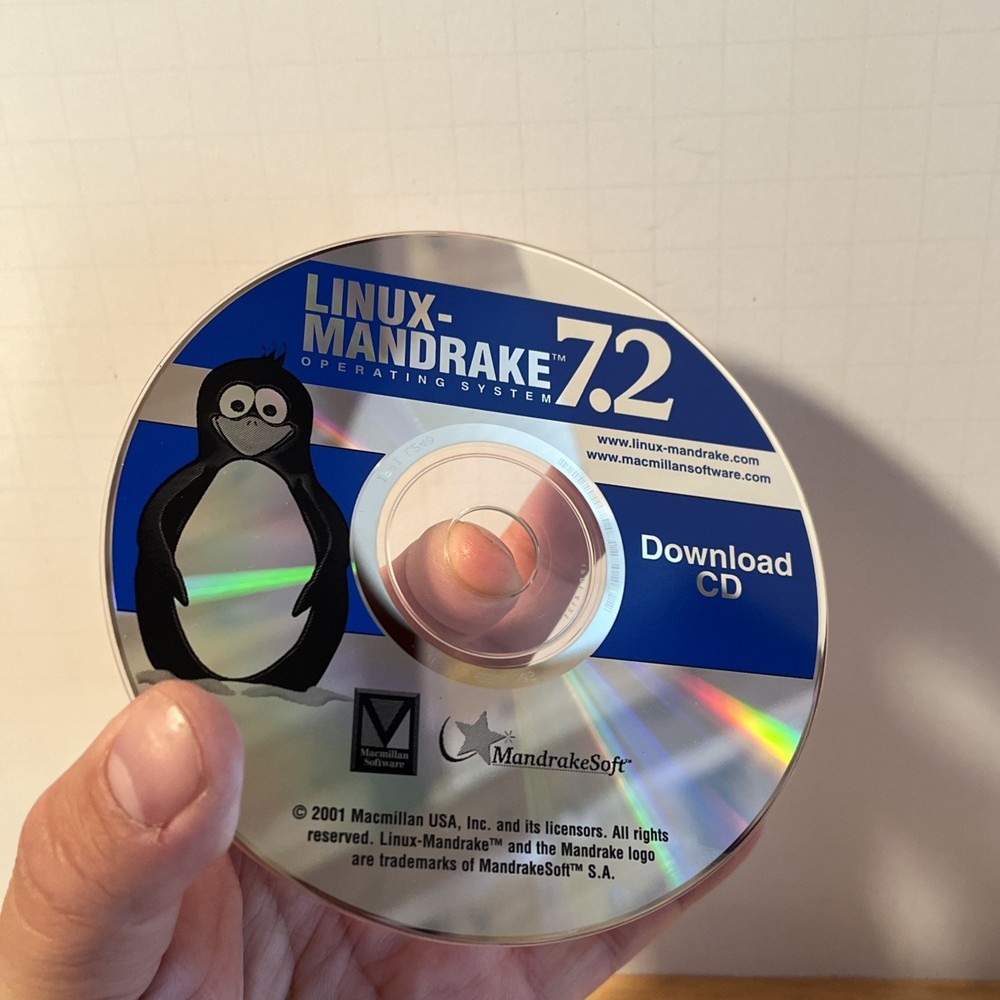 Linux-Mandrake Operating System OS 7.2 Software CD Download Edition