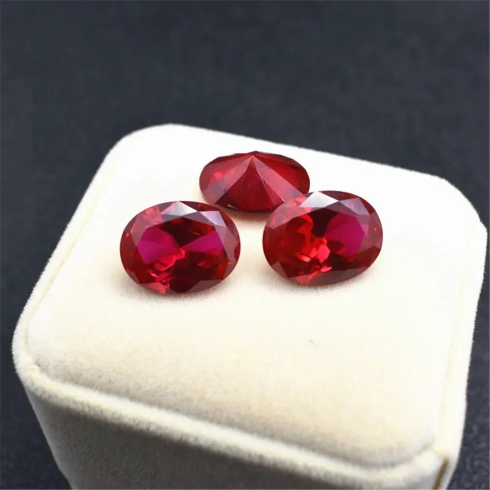 Blood-red Ruby Mohs Hardness 9 Oval Cut Gemstone Egg Shape Faceted Ruby Gem