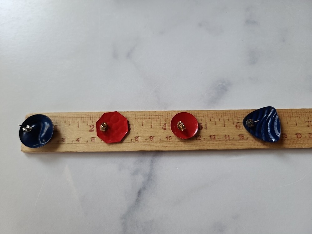 Vintage Red And Blue Stud Earrings Lot