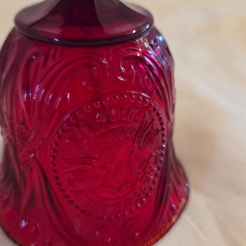 Vtg L.E. Smith Ruby Red 40th Anniversary Bell 6 1/4"